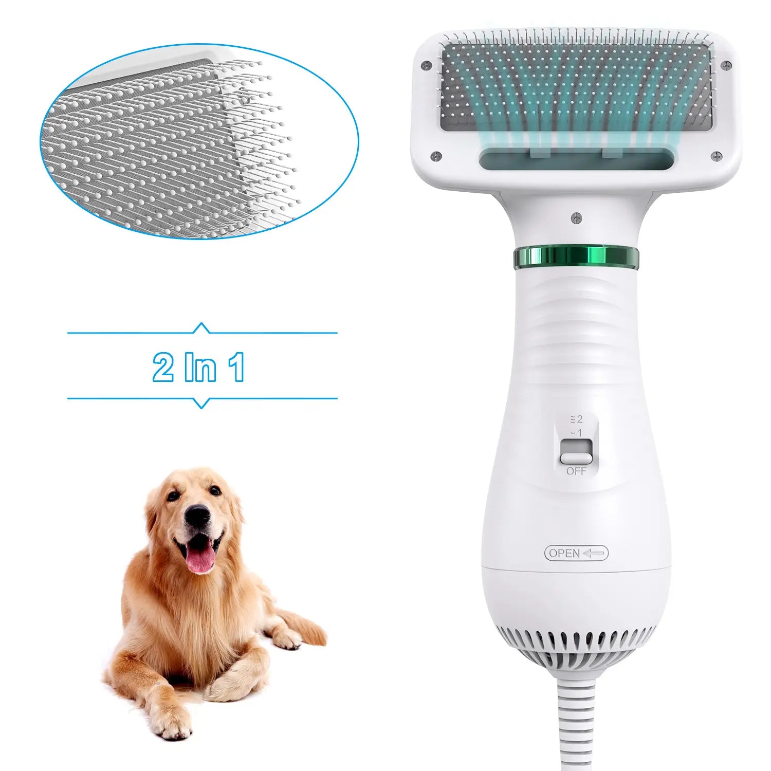 2-In-1 Portable Pet Hair Dryer And Comb Brush